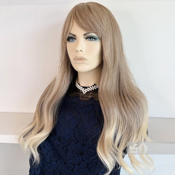 Ash Blonde Wavy Wig With Bangs | April - Picture 10 of 13